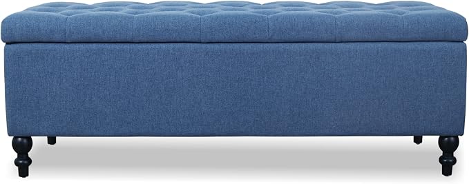 Storage Ottoman 50.2 Inches Upholstered Fabric Storage Ottoman Bench，Button - Image 7