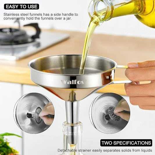 Stainless Steel Funnel, Walfos 6 Different Sizes of Kitchen funnels - Image 2