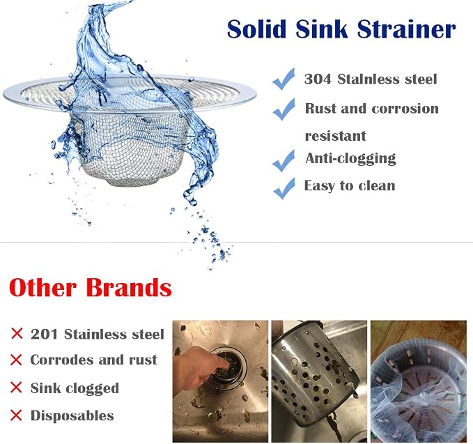 40 pcs Heavy Duty Stainless Steel Slop Basket Filter Trap, 2.75" Top / 1" Mesh - Image 2