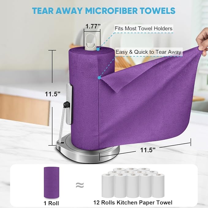 AIDEA Microfiber Cleaning Cloth Roll, Reusable Paper Towels Tear Away Cloth - Image 2