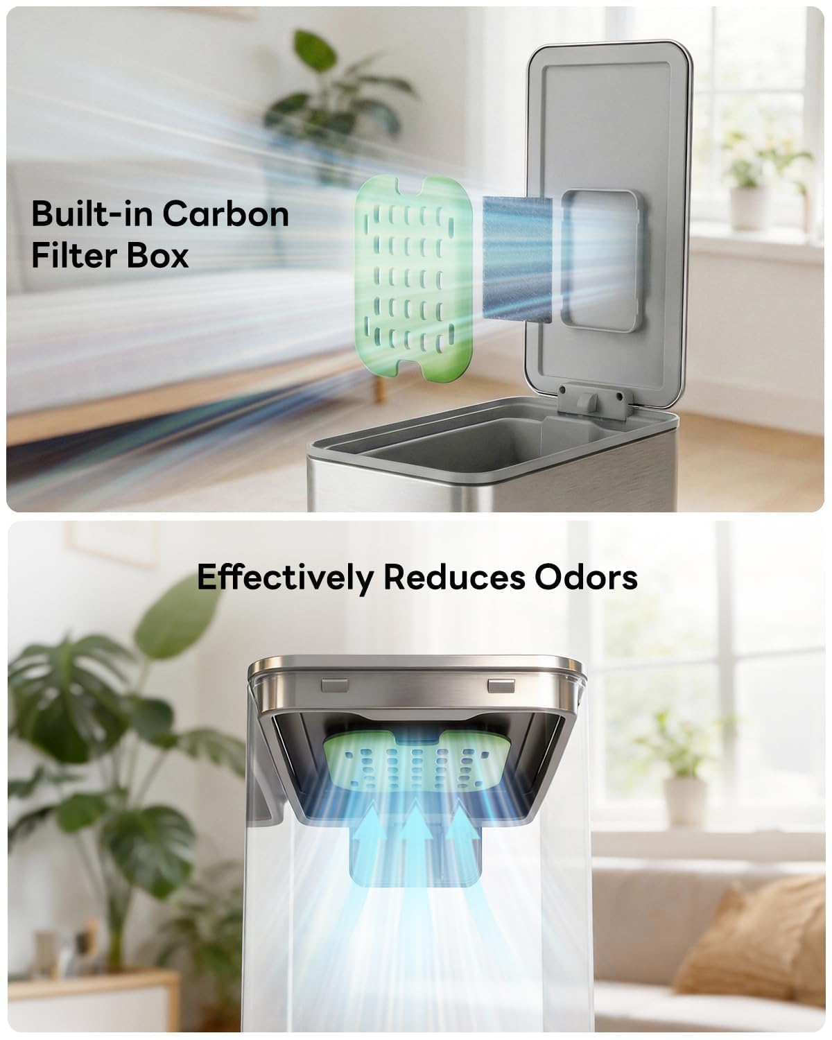 6L/1.6G Slim Bathroom Trash Can, Narrow Stainless Steel Soft-Close Step Pedal Bin with Lid, Odor-free Carbon Box, Removable Inner Bucket, Matte Small Waste Bin for Bedroom, Office, RV(Silver)