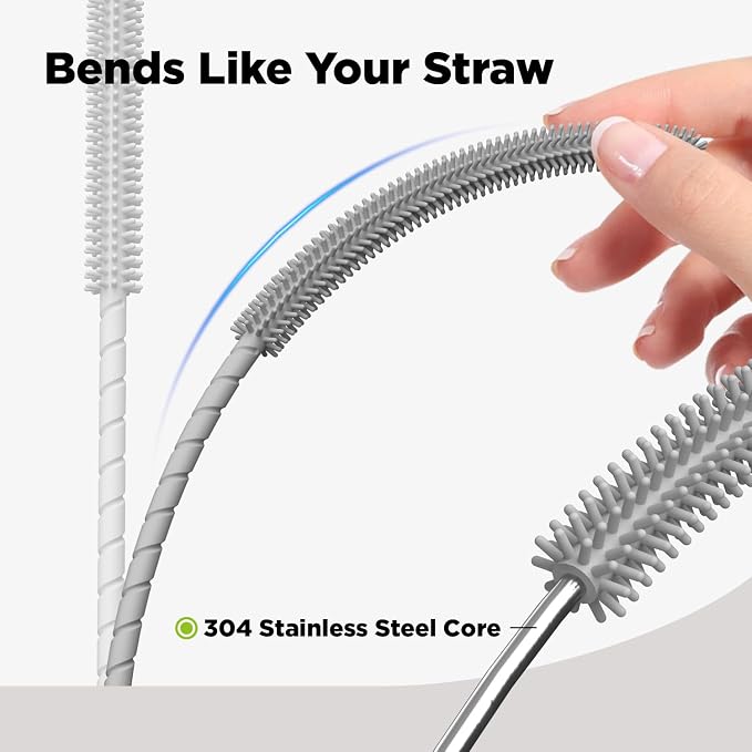 2 Pcs Silicone Straw Cleaner Brush, Extra Long Cleaning Brushes - Image 5