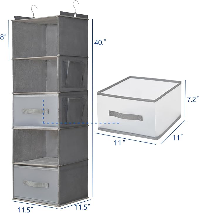 5-Tier Hanging Organizer for Closet, Fabric Closet Organizer - Image 2