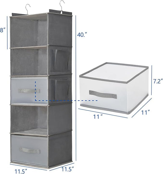 5-Tier Hanging Organizer for Closet, Fabric Closet Organizer - Image 2