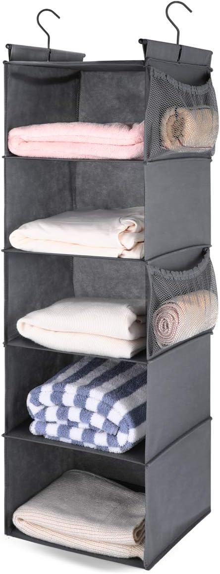 MAX Houser 5 Shelf Hanging Closet Organizer, Space Saver, Cloth Hanging Shelves by MAXHouser