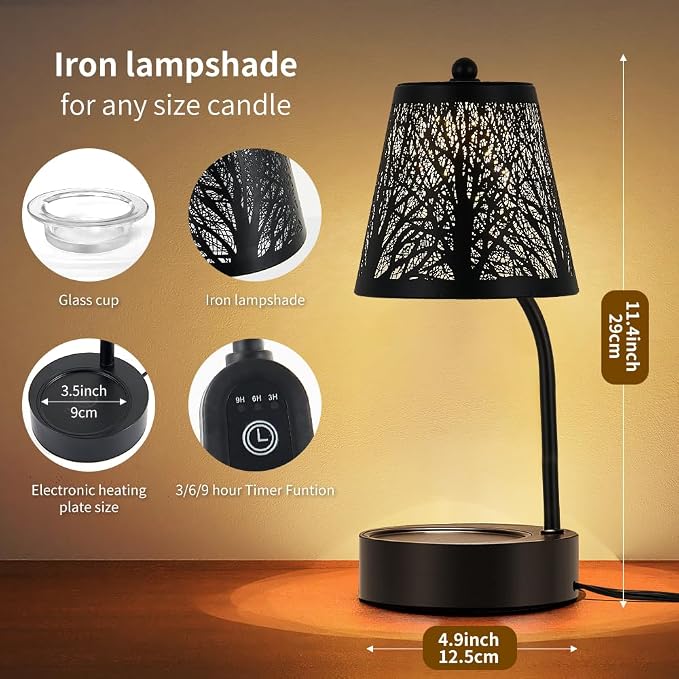 Black Tree Candle Warmer Lamp, LED Colors Changing Candle Warmer - Image 4