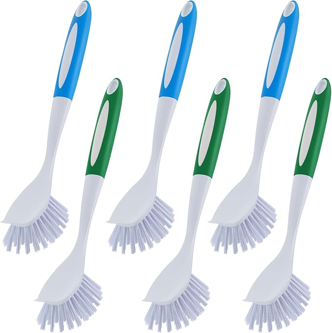 Hsei 6 Pcs Blue and Green Kitchen Scrub Dish Brush Bulk by Hsei