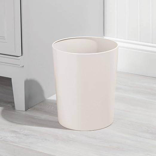 mDesign Round Metal Small 1.7 Gallon Recycle Trash Can Wastebasket, Garbage - Image 2