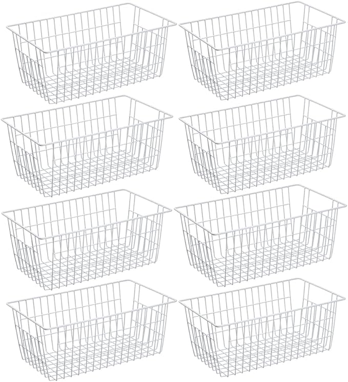 SANNO Freezer Baskets Pantry Storage Bins, Farmhouse Wire Storage Baskets by SANNO
