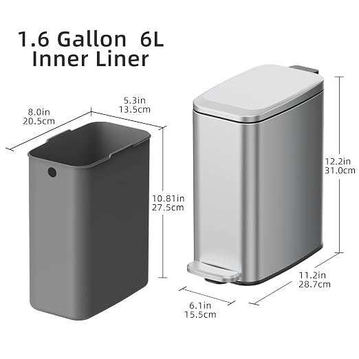 KUK Slim Bathroom Trash Can - Image 6