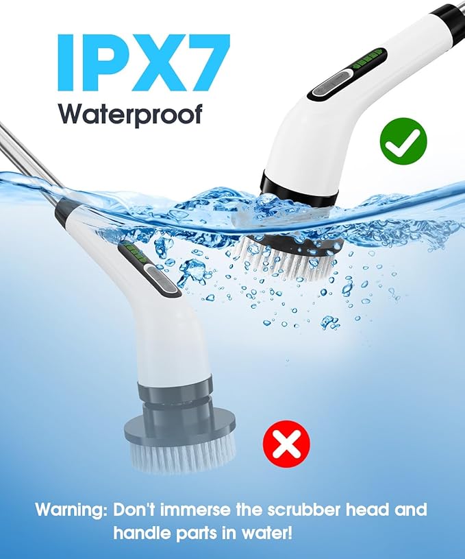 Electric Spin Scrubber for Cleaning Bathroom: Cordless Power Shower Scrubber - Image 6