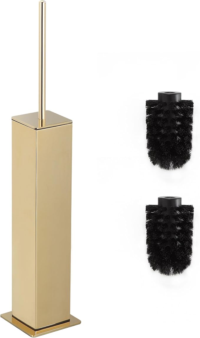 Gold Toilet Brush with Holder 304 Stainless Steel Toilet Bowl Brush, Square by KLDKLD