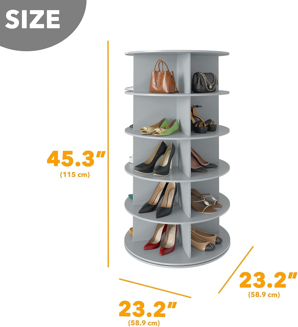 SpaceAid 5 Tier Rotating Shoe Rack Tower, Spinning Shoe Display Lazy Susan, R...