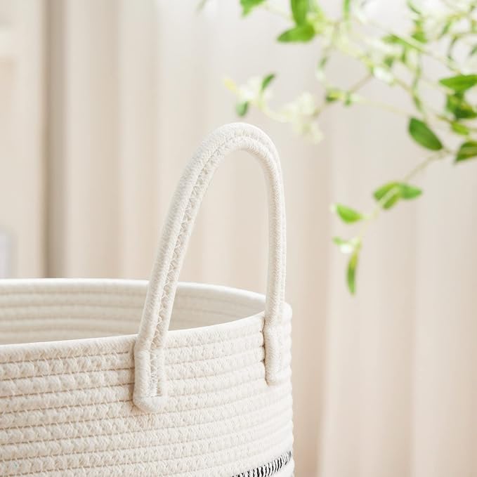 VIPOSCO Large Laundry Hamper, Tall Woven Rope Storage Basket - Image 3