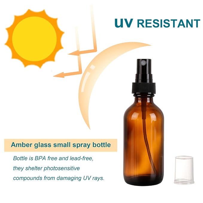 Amber Glass Small Spray Bottle 2 oz 48 Packs, Fine Mist Sprayer Small Clear - Image 3