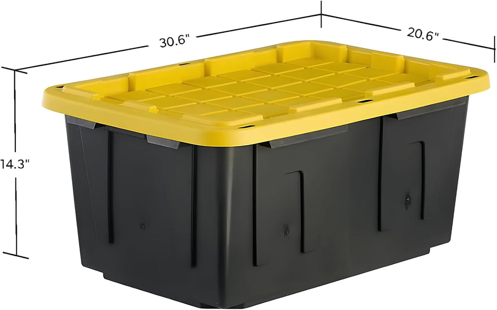 12-Pack Heavy Duty Storage Totes with Lids, 27 Gallon - Stackable Plastic Sto...