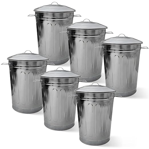 Plexon Round Trash Can 13 Gallon, Vintage Metal Outdoor Trash Can by Plexon