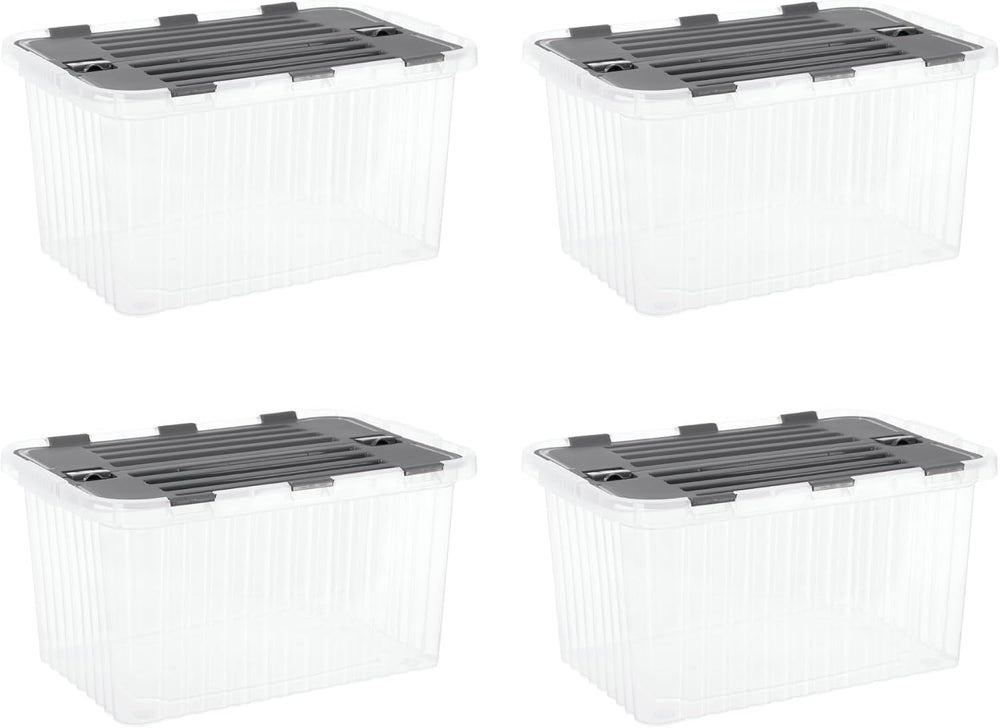 Superio Storage Bins with Lids, Stackable Totes, BPA Free, Odor Free, Organizer