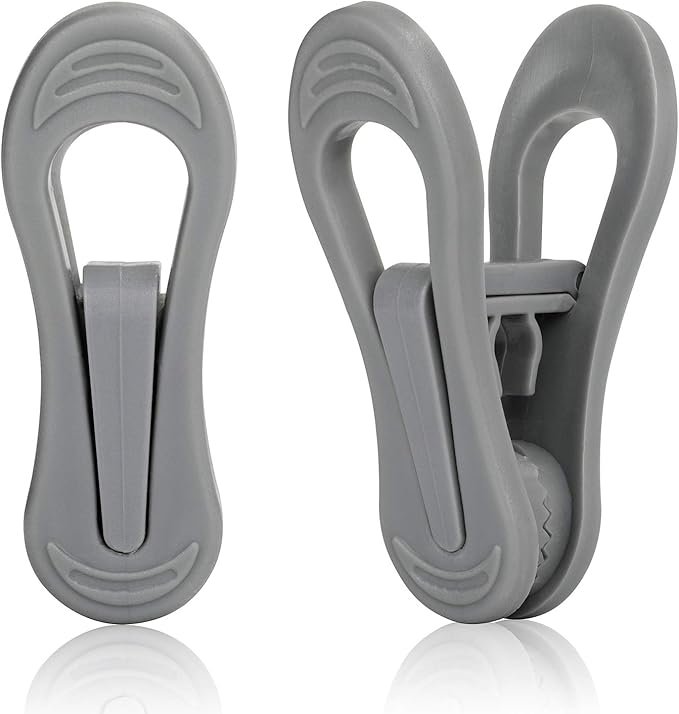 Tinfol 24pc Grey Plastic Hanger Clips, Strong Pinch Grip Finger Clips by Tinfol