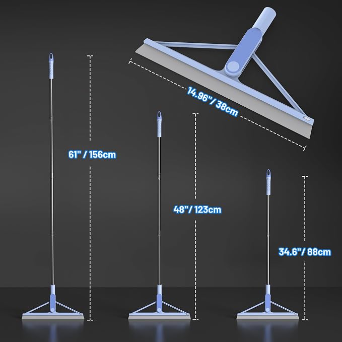 KOLLIEE Rubber Floor Squeegee Broom 61'' Long Handle Shower Squeegee - Image 4