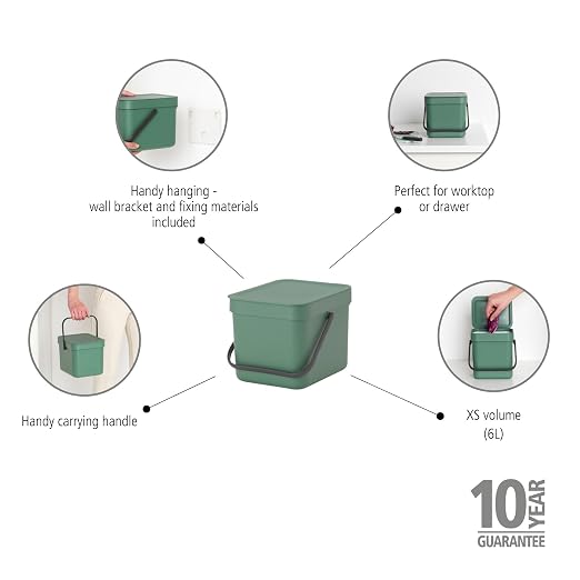 Brabantia Sort & Go Food Trash Can Small Countertop Kitchen Compost Caddy - Image 2