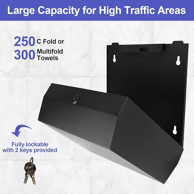 Paper Towel Dispenser Wall Mount, Matte Black Stainless Steel Commercial Paper - Image 2