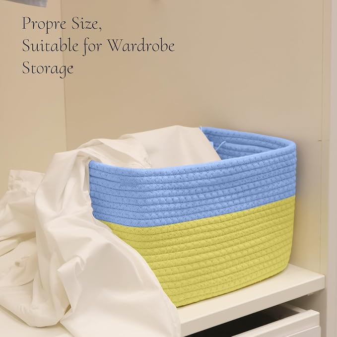 Hopegiver Woven Storage Baskets 11x8x7 Inch, 3 Pack Collapsible Cube Storage Bin - Image 4