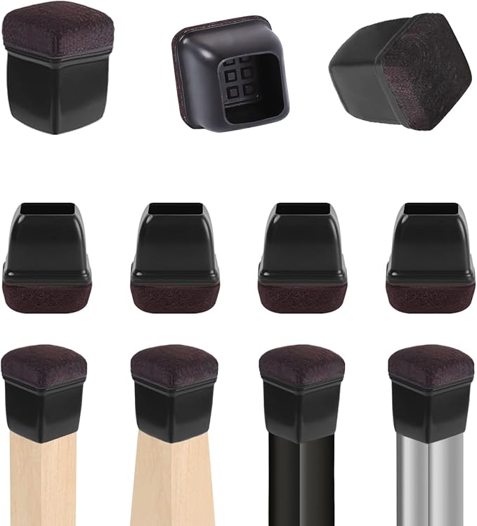 Ezprotekt 24 Pcs Extra Small Square Chair Leg Floor Protectors, Silicone Felt by VisittheEzprotekt