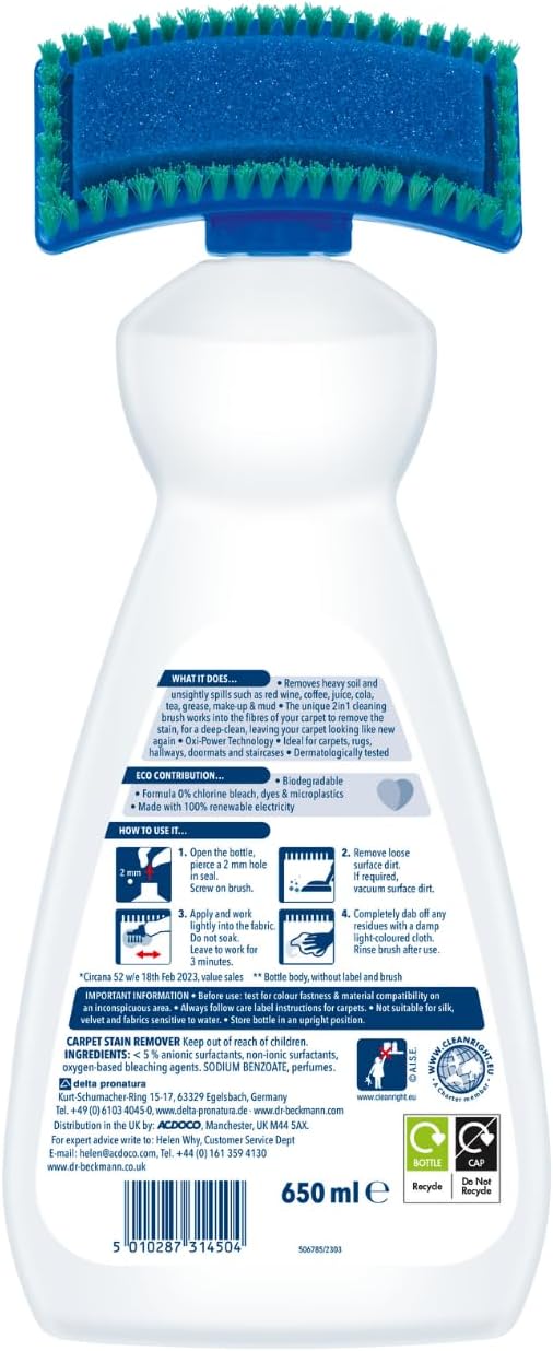 Dr. Beckmann Carpet Stain remover with cleaning applicator/brush -650ml