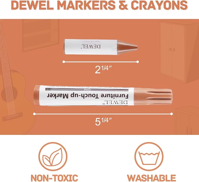 DEWEL Wood Furniture Markers & Filler Sticks Repair Kit, New Improved 12 Colors - Image 3