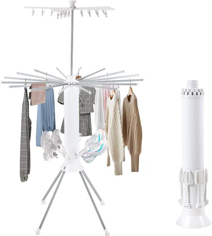 GCCSJ 3 Tier Portable Collapsible 4-Legged Clothes Drying Rack, Foldable by GCCSJ
