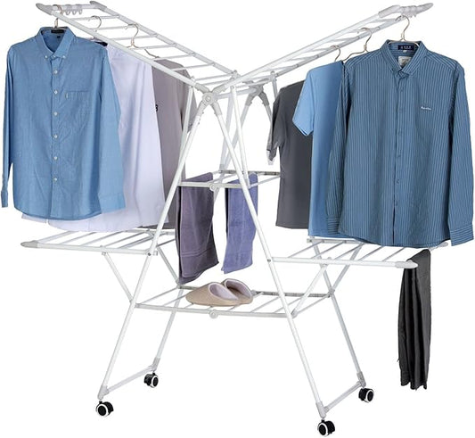 Gullwing Laundry Drying Rack, Space Saving Indoor & Outdoor Use, 61.81' x by YUBELLES