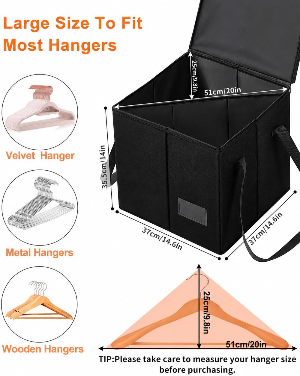 Qozary 2 Pack Clothes Hanger Organizer Bag-Rigid Hanger Storage Containers wi...
