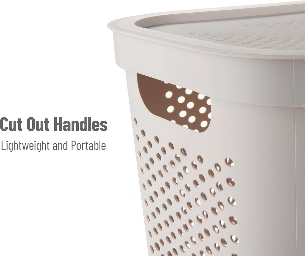 Mind Reader 60L Slim Laundry Hamper, Clothes Basket, Lid, Ventilated, Plastic...