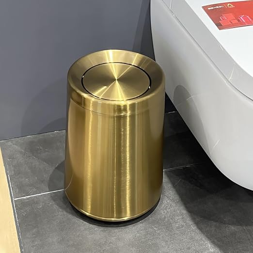 8L / 2.1Gal Gold Brushed Stainless Steel Trash Can - Image 8