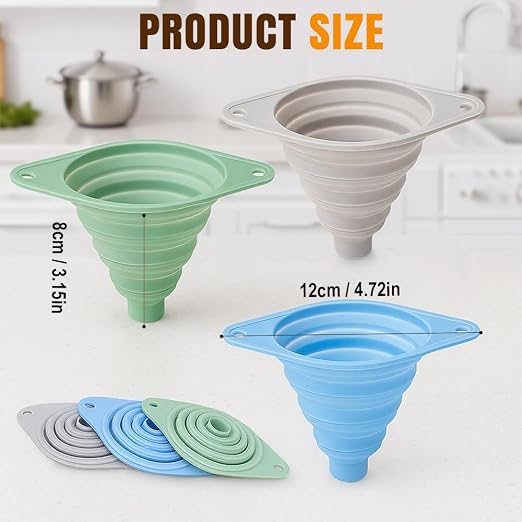 Kitchen Funnel Set, Wide-Mouth Foldable and Telescopic Design, Liquid - Image 6