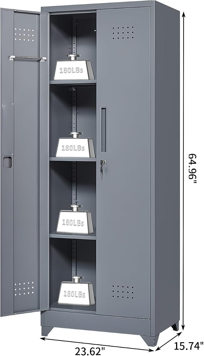 Broom Closet Storage Cabinet, Steel Locking Cabinet - Image 3