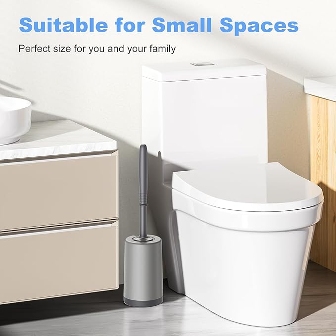 HAMITOR Toilet Bowl Brush Holder Set: Curved Design - Image 6