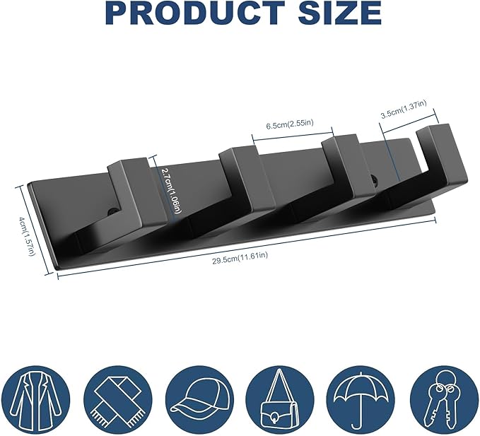 PMMASTO Coat Rack Wall Mount, Coat Hooks Wall Hooks - Image 5