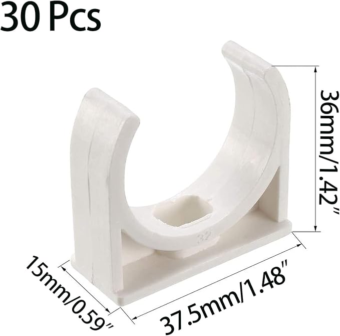30 Pcs U-Shaped PVC Water 32mm Pipe Clamps Clips, U-Shaped Buckles Fit - Image 2