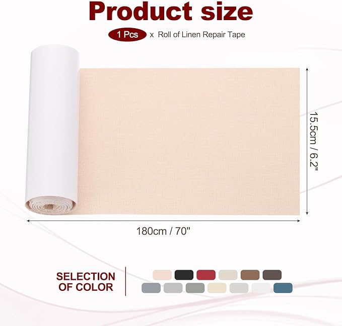 PATIKIL 70x6.2 Inch Linen Repair Tape, Repair Fabric Patch Self Adhesive Couch - Image 2