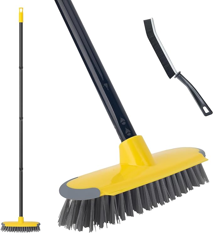 Deck Brush with Long Handle, Floor Scrub Broom by KeFanta