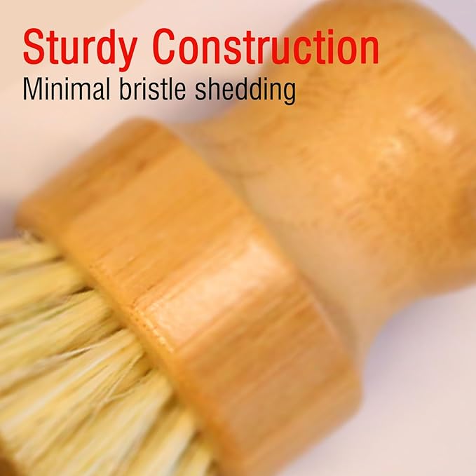 Bamboo Palm Dish Brush Set, Natural Bristle Dish Brush - Image 2