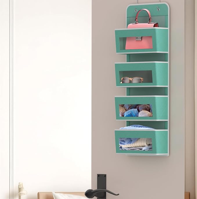 Simple Houseware 4 Clear Window Pocket Over Closet Door Storage Hanging - Image 5