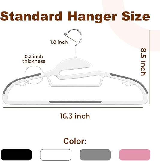 HOUSE DAY White Plastic Hangers 50 Pack, Slim Space Saving, Non Slip Hangers - Image 2