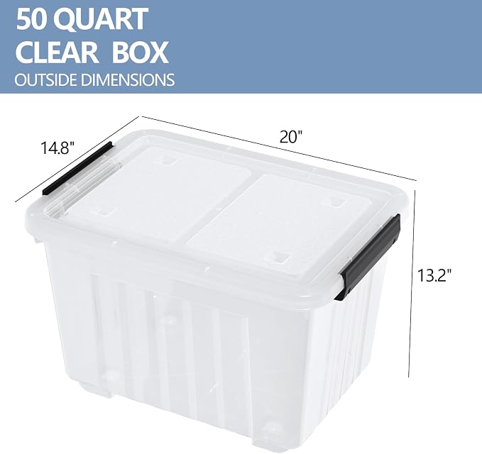 Zopnny 50 Quart 4 Pack Plastic Storage Container - Image 2
