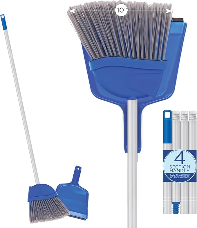 Angle Broom w/Dustpan, 9.25" W Head, Smaller Style- Made w/Recycled Soda by LolaProducts