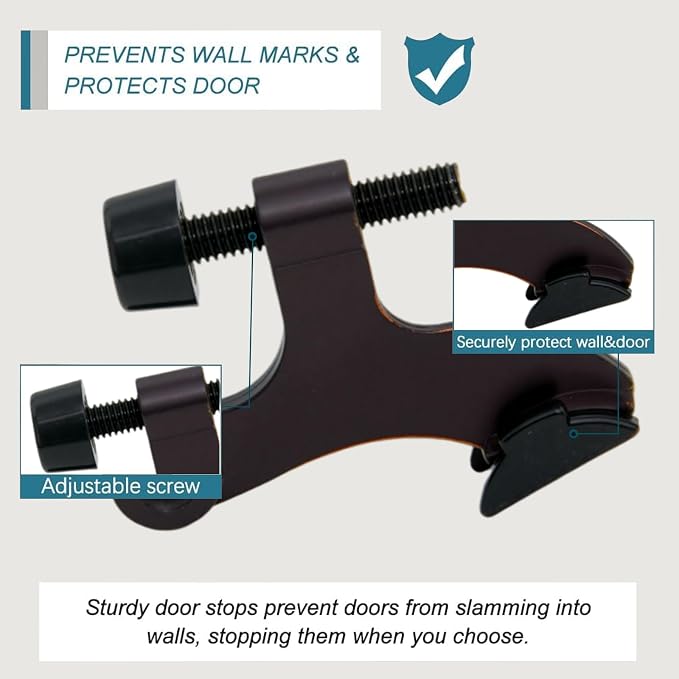 6 Pack Hinge Pin Oil Rubbed Bronze Door Stopper, Adjustable Heavy Duty Hinge - Image 3