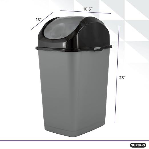 Superio Office Trash Can with Lid 9 Gallon Kitchen Garbage Can Bedroom Waste - Image 2