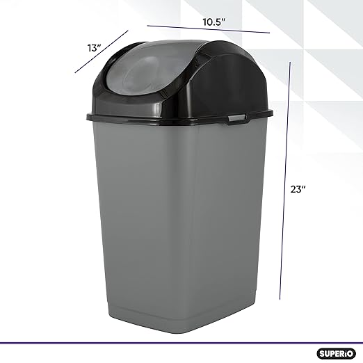 Superio Trash Can with Swing Top Lid 9 Gallon - Image 2